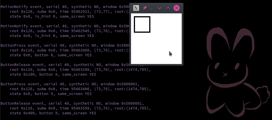 Running <code>xev</code> to find out what are the mouse buttons.