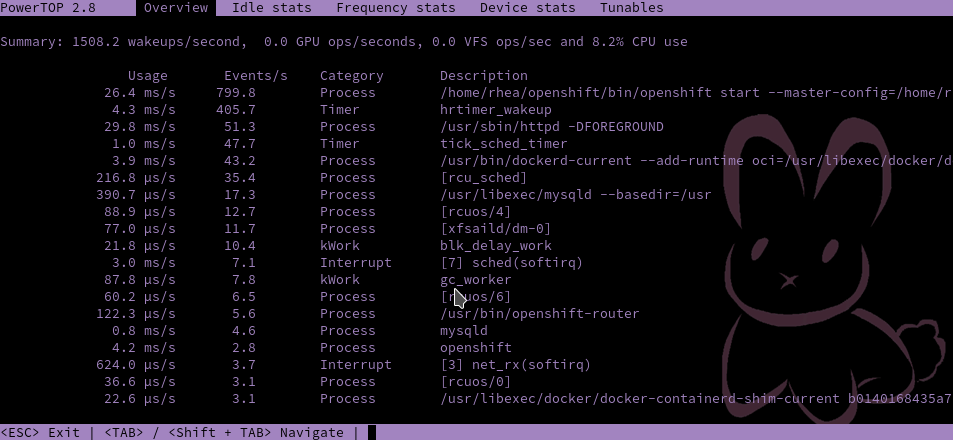 Figure 1: PowerTOP - CPU wakeups