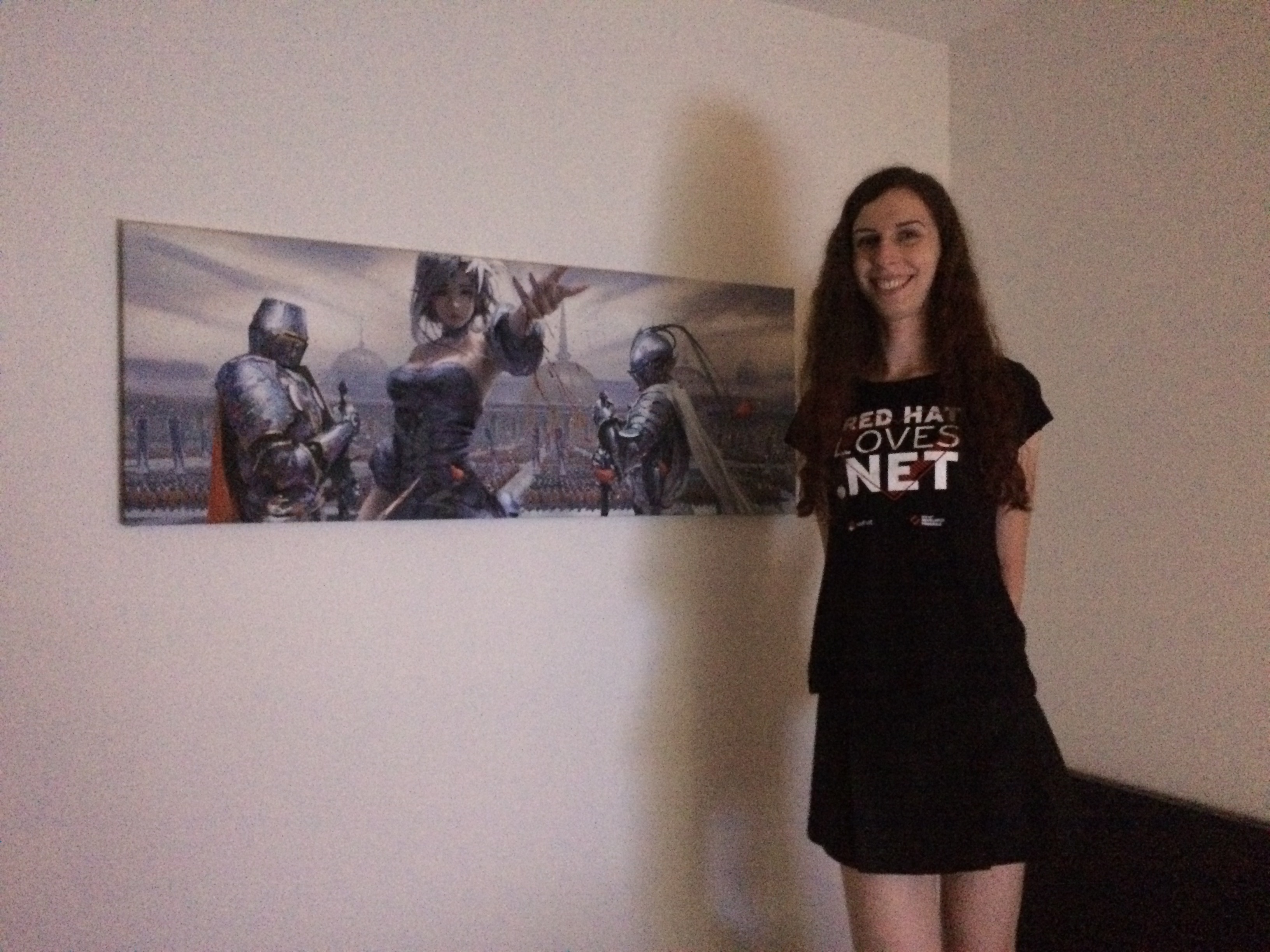 Radka in her new Red Hat loves .NET T-Shirt.